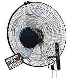 BAKAJI Wandventilator mit Gitter von 43 cm und 3 wählbaren Geschwindigkeitsstufen,...