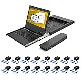17.3'' LCD KVM Konsole HDMI 16 Port, Yinker Rackmount KVM Switch Fit 1U 19 Zoll Rack,...