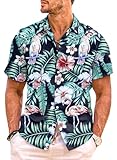 Meilicloth Hawaii Hemd Männer Funky Hawaiihemd Herren Kurzarm Flamingos Sommerhemd Aloha...