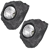 Sosoport 2 Stück Solar Felsenleuchten Weißes LED Licht Harz Gartendeko Solarleuchte für...