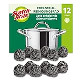 Scotch-Brite Stainless Steel Scourer, 12 Pieces - Rust Resistant Spiral Metal Scourer,...
