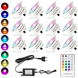 dystaval 12er RGB LED Bodeneinbauleuchten Aussen DC12V 0.8W Ø42mm LED Einbaustrahler mit...