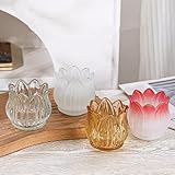 Fzyisw Teelichthalter Glas 4 Stück Teelichtgläser Set, Tulpen Kerzengläser Windlicht...