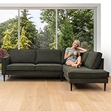 Comooda Juta Corner, Holz, Grün, Ecksofa Rechts