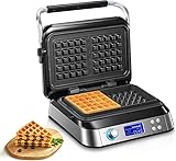 Waffeleisen 1600 W, Doppelwaffeleisen für Belgische Waffeln, 5 Programme, 7...