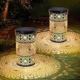 MIFXIN 2 Pack Sonnenblume Solarlaterne, Metall Solar Laterne, Metall Außenleuchte mit...