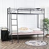 buybyroom Bett 90x200 Etagenbett Metall Stockbett Hochbett Schlafzimmerbett Schwarz