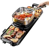 Grill Und Hot Pot Doppelpfanne, 2200W Elektrogrill Grill Und Asia Fondue, Fettarm Und...