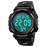 SKMEI Herrenuhr mit großem Zifferblatt, wasserdicht, LED, Chronograph und...
