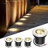 Fiqops 4er Set Bodenstrahler außen mit LED 3W Warmweiß Lich...