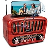 Retro Radio mit Bluetooth, AM/FM/SW Tragbares Radio Klein 5W großer Lautsprecher und...