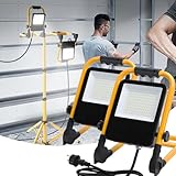 Aigostar Baustrahler LED 2x50W 4500LM: LED Arbeitsleuchte mit Stecker IP65 Wasserdichtes -...