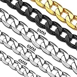 Suplight Unisex Kette 4mm breit Edelstahl Panzerkette Cuban Link Chain 46cm/18inch...
