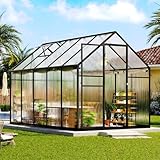 Luxoak 178×300×192CM Gewächshaus aus Polycarbonat und Aluminium für Garten/Terrasse,...