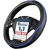 Upgrade4cars Lenkradbezug Blau Schwarz in Leder-Optik | Lenkradhülle Universal 37-38 cm...