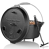 Dutch Oven 8L, BBQ Dutch Oven Set, Dickem Gusseisen Kochtopf mit Füßen & Deckelheber &...