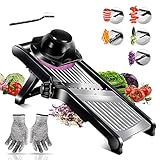 Myiosus Mandoline Gemüsehobel Verstellbar, 3 in 1 Multifunktion...