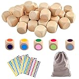 BEIMEIII 30 Stücke Holzwürfel Blanko Würfel 20mm Unlackiertes Holzwürfel mit Farbe...