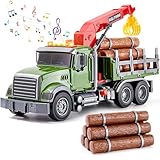 Tacobear Holztransporter LKW Spielzeug mit Anhänger Kranarm & 6 Baumstämmen,...