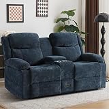 PALLOME Zweisitziges Relaxsofa mit manueller Liegefunktion, Stoffbezug, Mittelkonsole mit...