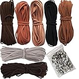 Lederschnur 5M x 3mm Lederband Leder Schnur Faux Faden 7 Stück 7 Farben mit 100pcs...