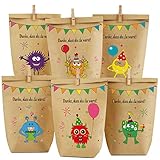 Monster Geschenktüten Monster Papiertüten, 12 süßen Monster Tüten mit 6...
