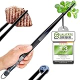 Edle Kochpinzette (35cm) Edelstahl Schwarz mit Teflon & Öse zum Aufhängen - Große...