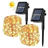 [2 Stück] Solar Lichterkette Aussen, BrizLabs 14M 120 LED Außen Lichterkette...