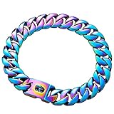 txprodogchains Cuban Link Hundehalsband, 32 mm dick, massiver Edelstahl, silberfarben mit...