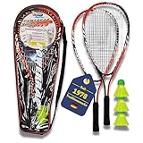 Best Sporting Power Badminton-Set I Federball-Set mit 2 Schläger orange/schwarz...