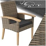 tectake® Rattan Geflecht Stuhl mit Armlehne, Möbel wetterfest für Garten, Terrasse und...