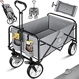 KESSER® Bollerwagen faltbar Handwagen Transportkarre Gerätewagen | inkl. 2 Netztaschen &...