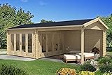Alpholz Gartenhaus Freiburg-44 aus Massiv Holz, Freizeithaus, Blockhaus 44 mm...
