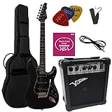 ELEKTROGITARRE MATT SCHWARZ- E-GITARRE - IM SET MIT 20WATT VERSTÄRKER - TASCHE - BAND -...