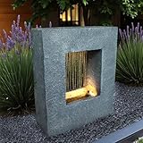 Gartenbrunnen mit LED Beleuchtung 65x53 cm Zimmerbrunnen Brunnen Steinoptik...