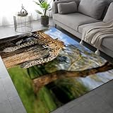 ARiXIaNg Leopard Teppich Kinderteppich Modern 3D Afrikanische Tiere Teppich Schlafzimmer...