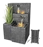 Solar Gartenbrunnen Grada bepflanzbar mit LED Beleuchtung Springbrunnen Akku Funktion...