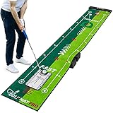 SAPLIZE Zwei-Gang-Golf-Putting-Übungsmatte mit Putting-Ausrichtungsspiegel, 20 Zoll X...