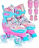 Rollschuhe Kinder Verstellbar Mädchen Rollerskates, Größe 26-37 Mit 6er Kinder...