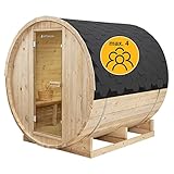 Artsauna Outdoor Fasssauna L für 4 Personen Ø 180x180 cm, 6 kW Ofen, Saunasteine &...