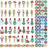 40 Stück Weihnachten Klammern, Weihnachtsdeko Holzklammern mit Jute Schnur, Zierklammern...
