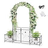 Ukkajovlex Rosenbogen Mit Tür, Gartenbogen Metall, Torbogen Mit 2 Pflanzgefäßen, 201 X...