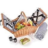 Sänger | Picknickkorb Sylt, 24-teiliges Komplettset für 4 Personen,...