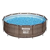 Bestway Steel Pro MAX Frame Pool-Set mit Filterpumpe Ø 366 x 100 cm, Rattan-Optik...