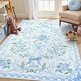 Collive Teppiche für Schlafzimmer, Mädchen, Boho-Teppich mit blauem Blumenmuster,...