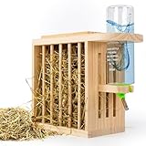 Drei Eichen - Heuraufe inkl. höhenverstellbarer Trinkflasche. FSC-Holz....