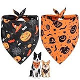 Vivifying Halloween Halstuch Hund, 2Pcs Einstellbare Dreieck Hundehalstuch mit Hexe...
