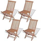 NQJIBUE Home Garden,Folding Garden Chairs 4 pcs Solid Teak Wood