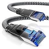 CSL - 10m Netzwerkkabel CAT 8 - LAN Kabel Patchkabel - Baumwollmantel - CAT8.1 High Speed...