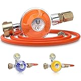BBQ Chief Gasdruckregler Basic - 50mbar, 1,5kg/h, 1/4 Zoll, mit 100cm Gasschlauch, Propan...